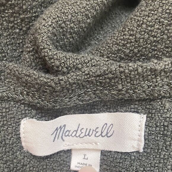 Madewell Top Size L Jacquard Square Neck Puff Sleeve Blouse Green NA409 Buttons - Picture 8 of 11